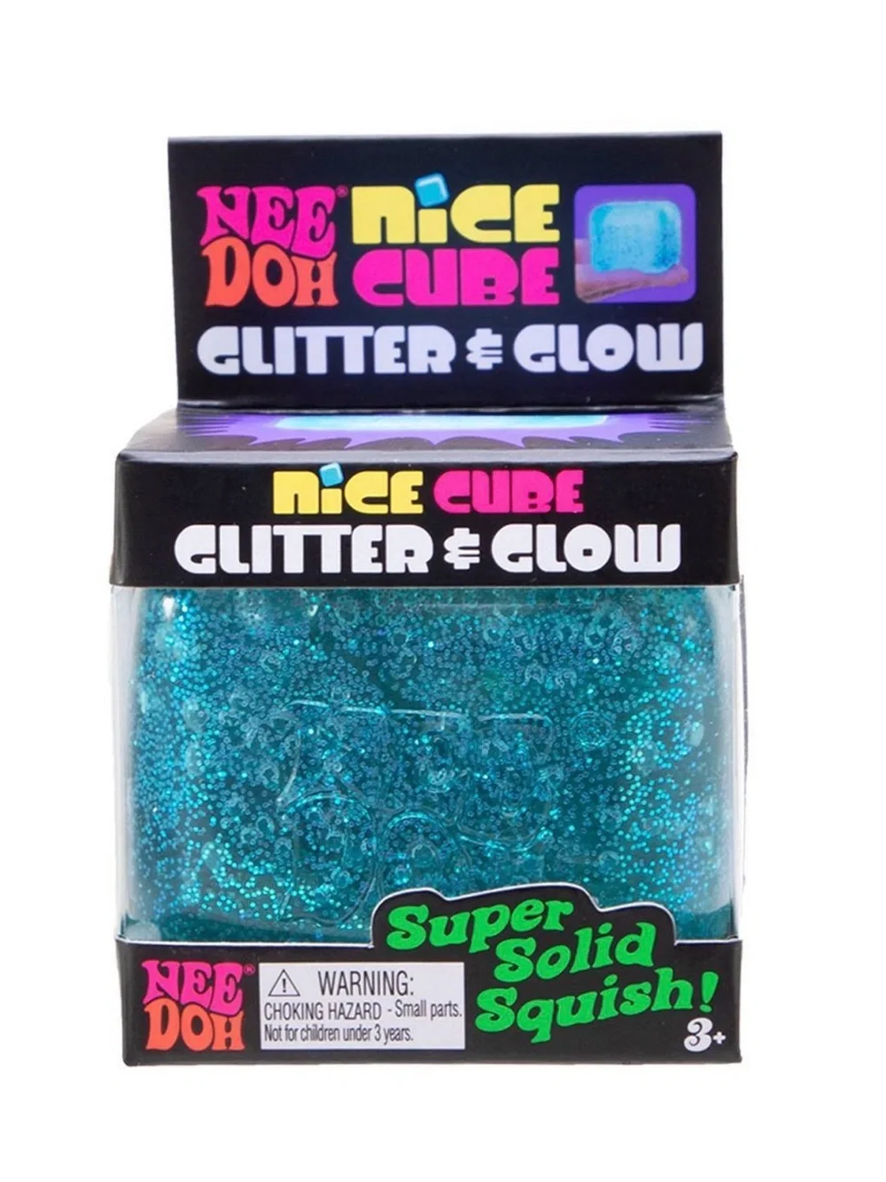 Nee Doh Nice Cube Glitter & Glow Super Blue Cube NEW Sealed Authentic NeeDoh